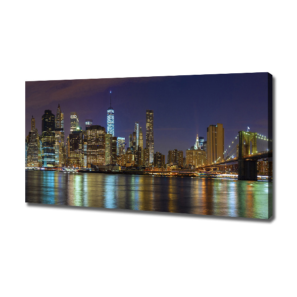 Cuadro canvas moderno de gran formato horizontal Manhattan de noche