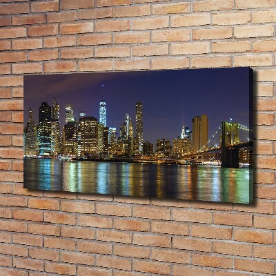 Cuadro canvas moderno de gran formato horizontal Manhattan de noche