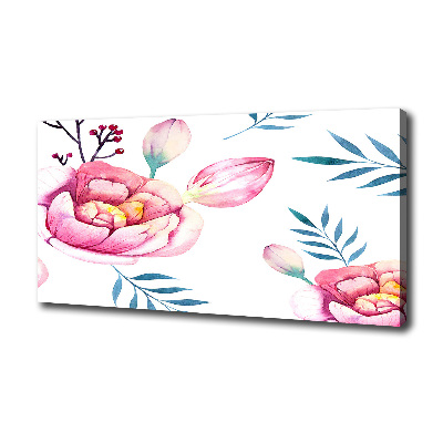 Cuadro canvas moderno de gran formato horizontal Patrón floral