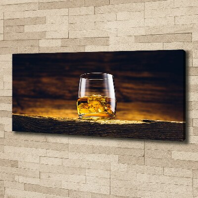Cuadro canvas con impresión uv duradera horizontal Bourbon en un vaso