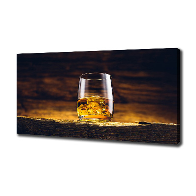 Cuadro canvas con impresión uv duradera horizontal Bourbon en un vaso