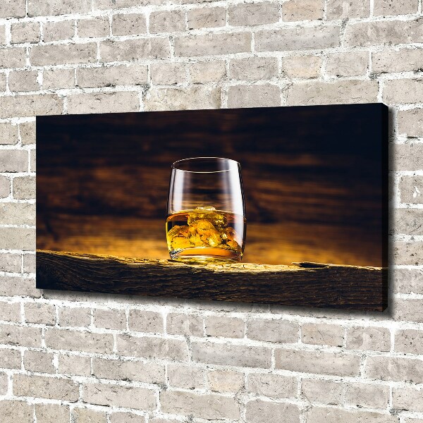 Cuadro canvas con impresión uv duradera horizontal Bourbon en un vaso