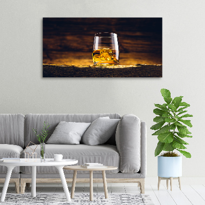 Cuadro canvas con impresión uv duradera horizontal Bourbon en un vaso