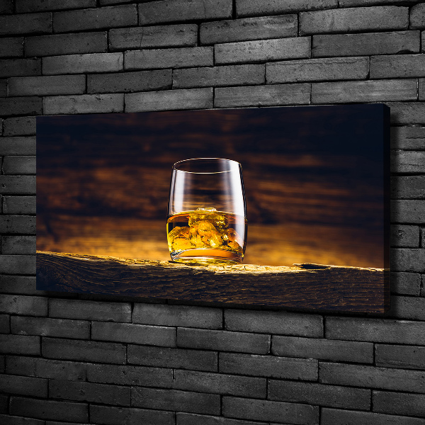 Cuadro canvas con impresión uv duradera horizontal Bourbon en un vaso