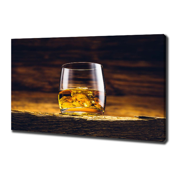 Cuadro canvas con impresión uv duradera horizontal Bourbon en un vaso