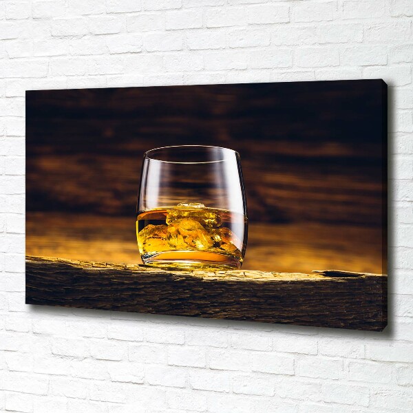 Cuadro canvas con impresión uv duradera horizontal Bourbon en un vaso