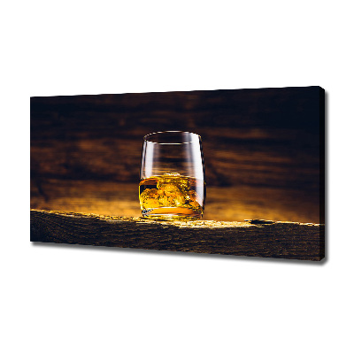 Cuadro canvas con impresión uv duradera horizontal Bourbon en un vaso