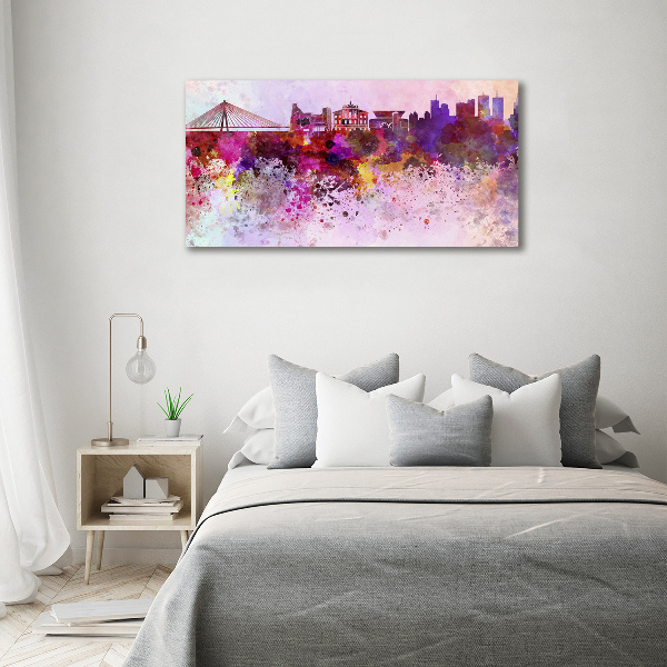 Cuadro canvas con impresión uv duradera horizontal Varsovia colorida