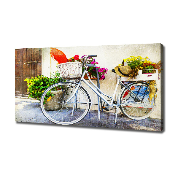Fotocuadro en lienzo de alta calidad horizontal Bicicleta blanca