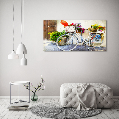 Fotocuadro en lienzo de alta calidad horizontal Bicicleta blanca