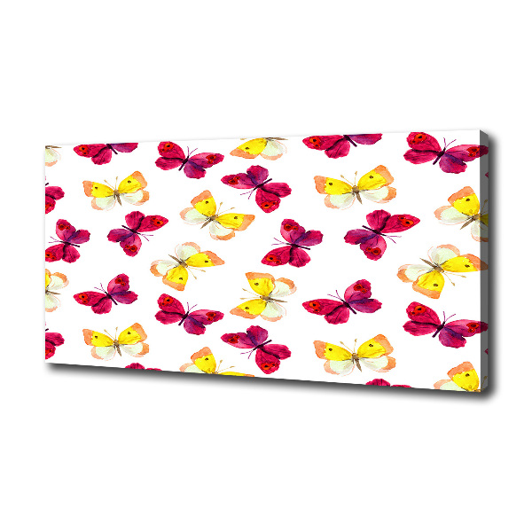 Cuadro canvas moderno de gran formato horizontal Mariposas y flores