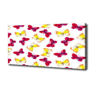 Cuadro canvas moderno de gran formato horizontal Mariposas y flores