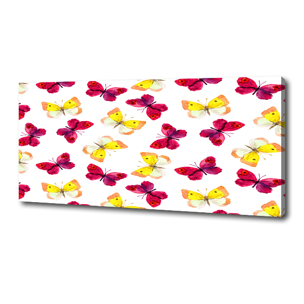Cuadro canvas moderno de gran formato horizontal Mariposas y flores