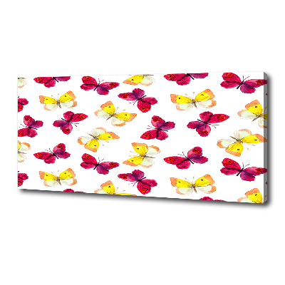 Cuadro canvas moderno de gran formato horizontal Mariposas y flores