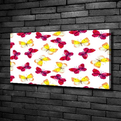 Cuadro canvas moderno de gran formato horizontal Mariposas y flores