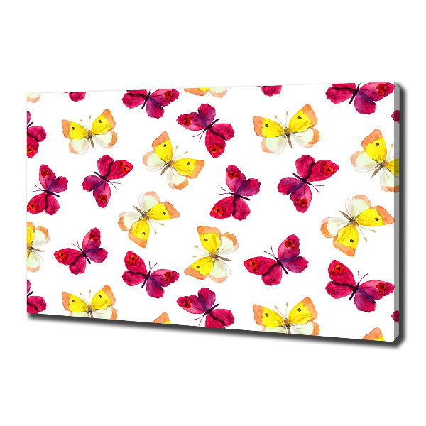 Cuadro canvas moderno de gran formato horizontal Mariposas y flores