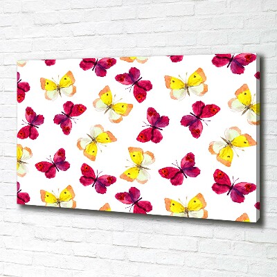 Cuadro canvas moderno de gran formato horizontal Mariposas y flores