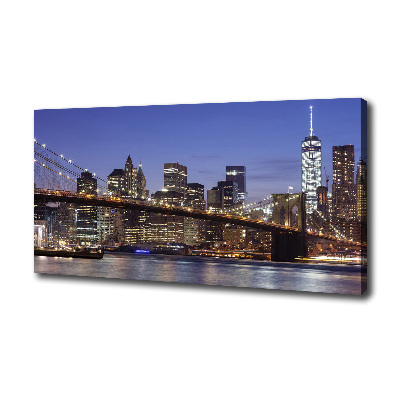 Cuadro canvas moderno de gran formato horizontal Manhattan de noche
