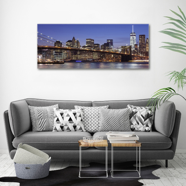 Cuadro canvas moderno de gran formato horizontal Manhattan de noche