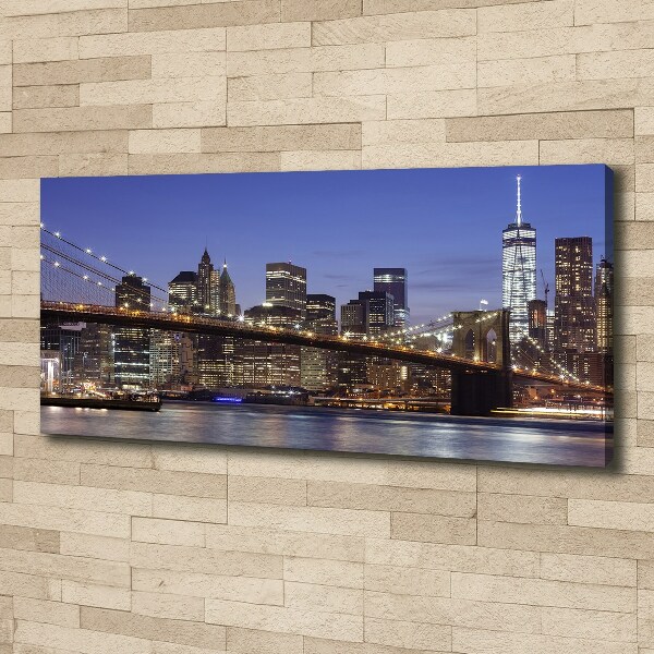 Cuadro canvas moderno de gran formato horizontal Manhattan de noche