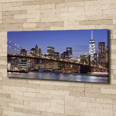 Cuadro canvas moderno de gran formato horizontal Manhattan de noche