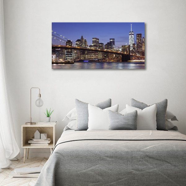 Cuadro canvas moderno de gran formato horizontal Manhattan de noche
