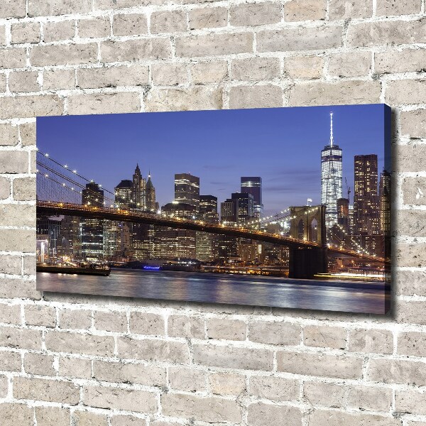 Cuadro canvas moderno de gran formato horizontal Manhattan de noche