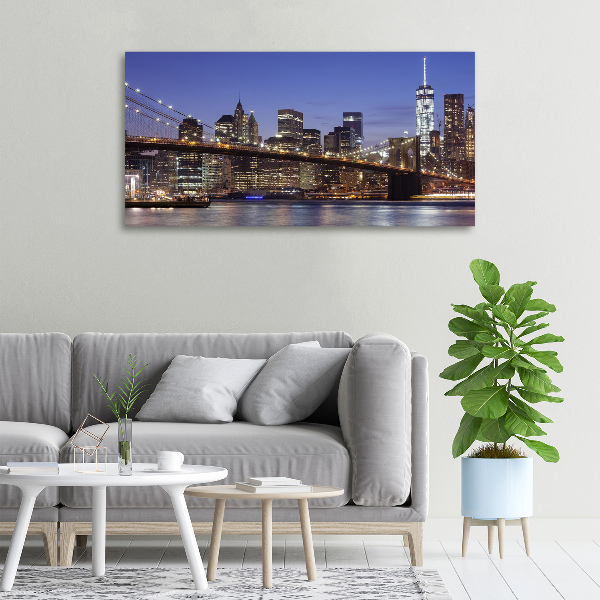 Cuadro canvas moderno de gran formato horizontal Manhattan de noche