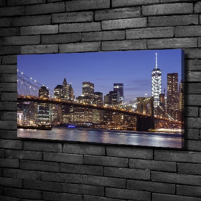 Cuadro canvas moderno de gran formato horizontal Manhattan de noche