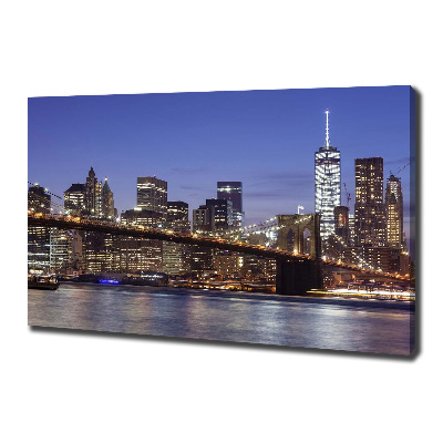 Cuadro canvas moderno de gran formato horizontal Manhattan de noche