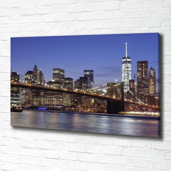 Cuadro canvas moderno de gran formato horizontal Manhattan de noche