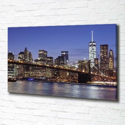 Cuadro canvas moderno de gran formato horizontal Manhattan de noche