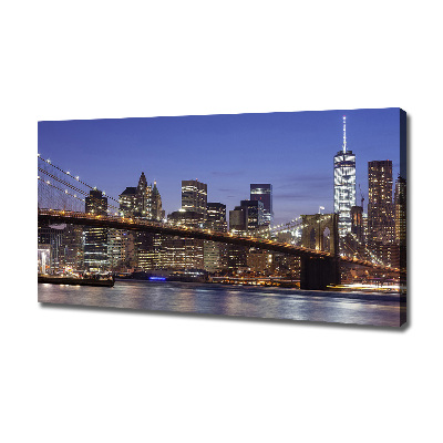 Cuadro canvas moderno de gran formato horizontal Manhattan de noche