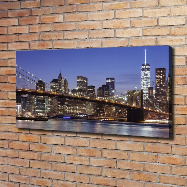 Cuadro canvas moderno de gran formato horizontal Manhattan de noche
