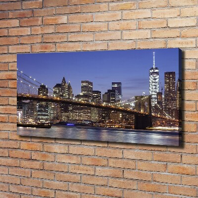 Cuadro canvas moderno de gran formato horizontal Manhattan de noche