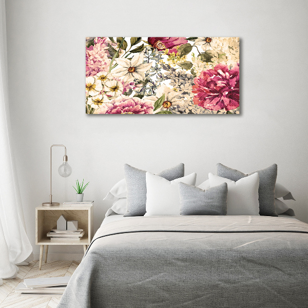 Cuadro canvas moderno de gran formato horizontal Patrón floral