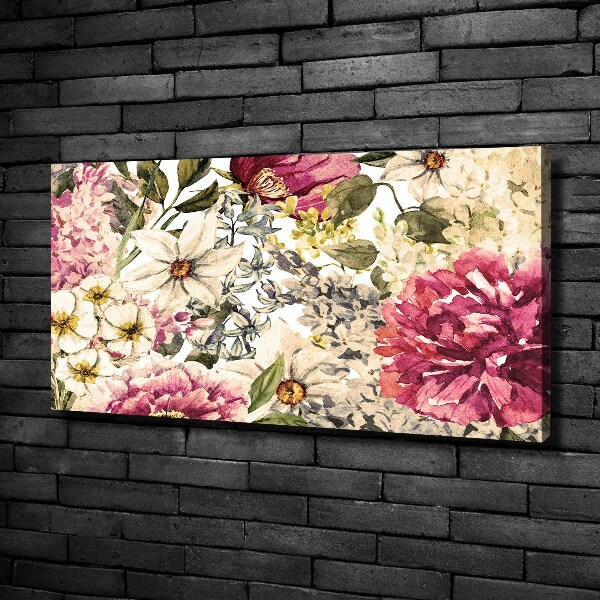 Cuadro canvas moderno de gran formato horizontal Patrón floral