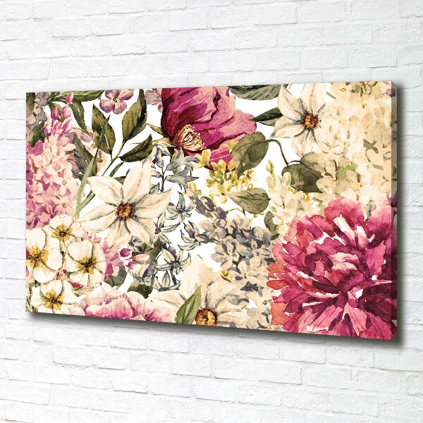 Cuadro canvas moderno de gran formato horizontal Patrón floral