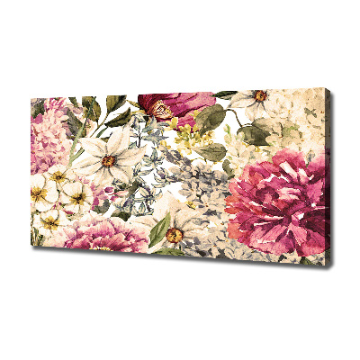 Cuadro canvas moderno de gran formato horizontal Patrón floral