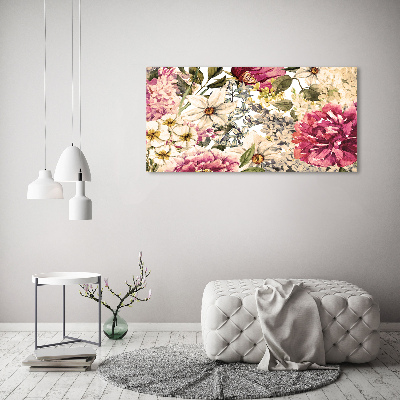 Cuadro canvas moderno de gran formato horizontal Patrón floral