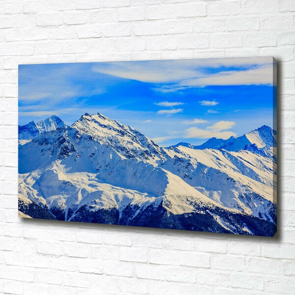 Cuadro canvas moderno de gran formato horizontal Los Alpes en invierno