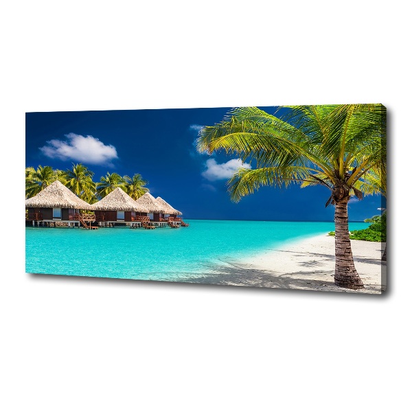 Fotocuadro en lienzo de alta calidad horizontal Bungalows en Maldivas