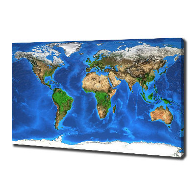 Fotocuadro en lienzo de alta calidad horizontal Mapa del mundo