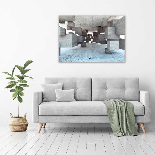 Cuadro canvas moderno de gran formato horizontal Cubos de hormigón