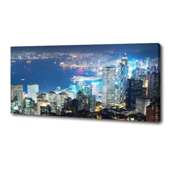 Cuadro canvas con impresión uv duradera horizontal Hong Kong de noche