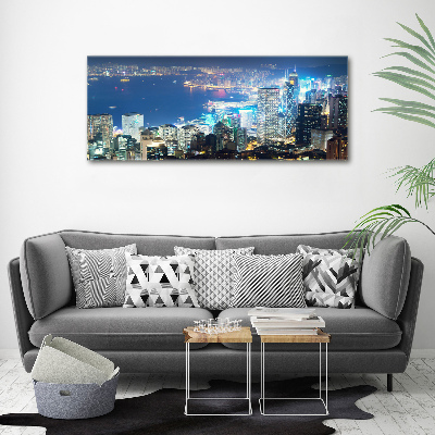 Cuadro canvas con impresión uv duradera horizontal Hong Kong de noche