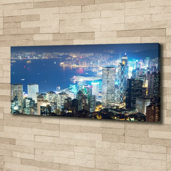 Cuadro canvas con impresión uv duradera horizontal Hong Kong de noche