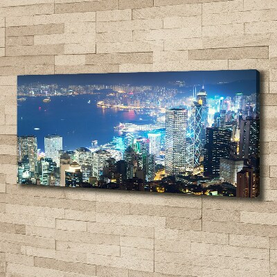 Cuadro canvas con impresión uv duradera horizontal Hong Kong de noche