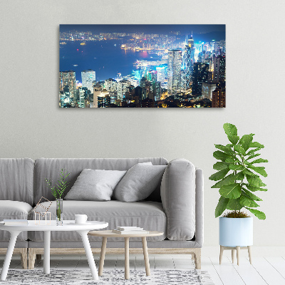 Cuadro canvas con impresión uv duradera horizontal Hong Kong de noche