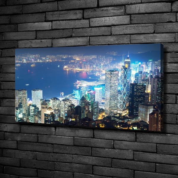 Cuadro canvas con impresión uv duradera horizontal Hong Kong de noche